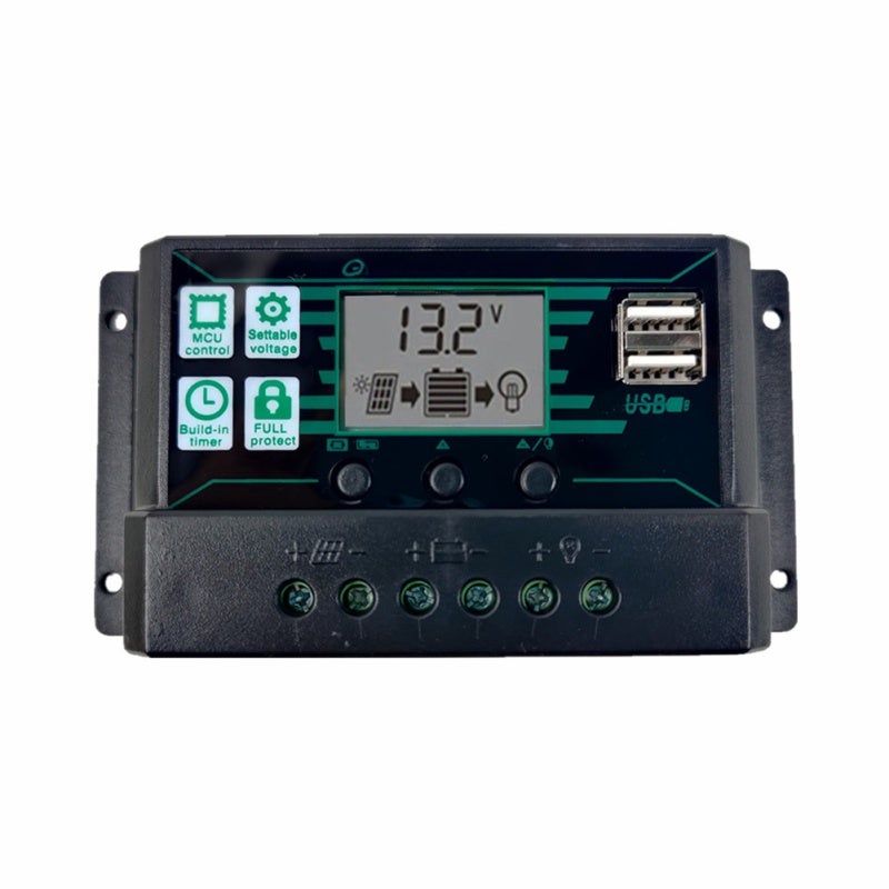 منظم الألواح الشمسية 100 أمبير، وضع شحن MPPT/PWM متكيف تلقائياً، متحكم شمسي - شاشة LCD كبيرة، منفذا USB مزدوجان، متحكم شمسي للمركبات الترفيهية والقوارب وأنظمة الطاقة الشمسية المنفصلة عن الشبكة - Image 1