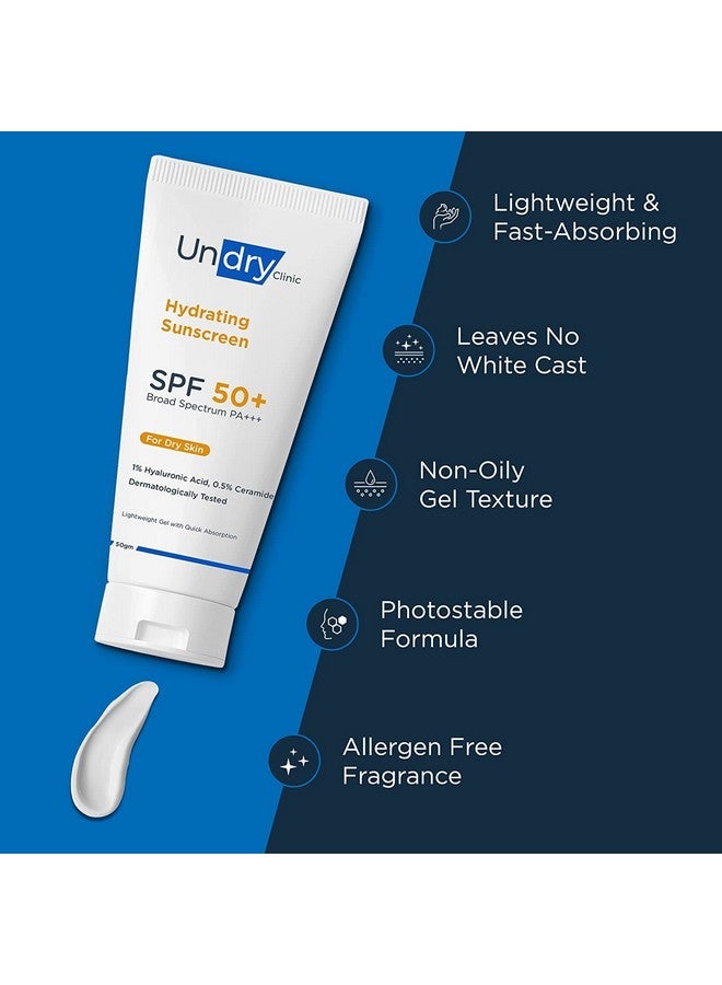 Undry Hydrating Sunscreen For Dry Skin (50Gm, Pack Of 2) Lightweight, Sunscreen Spf 50 Broad Spectrum Sun Screen Protector Spf 50 Sunscreen For Women & Sunscreen For Men; Sun Cream With Ha & Ceramide - Image 5