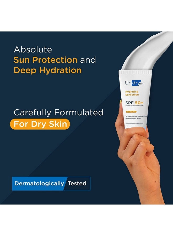 Undry Hydrating Sunscreen For Dry Skin (50Gm, Pack Of 2) Lightweight, Sunscreen Spf 50 Broad Spectrum Sun Screen Protector Spf 50 Sunscreen For Women & Sunscreen For Men; Sun Cream With Ha & Ceramide - Image 2