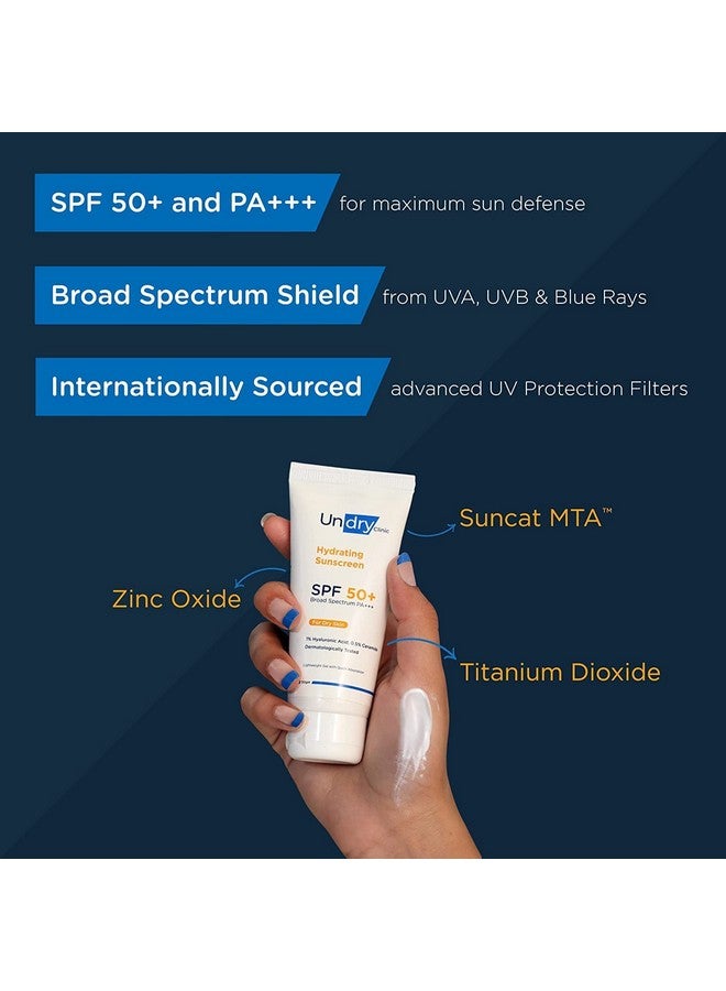 Undry Hydrating Sunscreen For Dry Skin (50Gm, Pack Of 2) Lightweight, Sunscreen Spf 50 Broad Spectrum Sun Screen Protector Spf 50 Sunscreen For Women & Sunscreen For Men; Sun Cream With Ha & Ceramide - Image 3