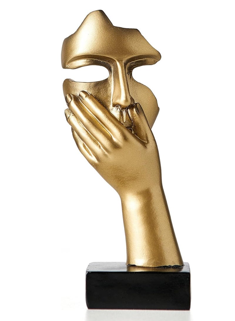 Raxoom Gold Thinker Statues Decor Art, , Women Face Sculpture, Modern Collectible Figurine Table Decorations for Living Room Bedroom Office Desktop, No Talk - Image 1