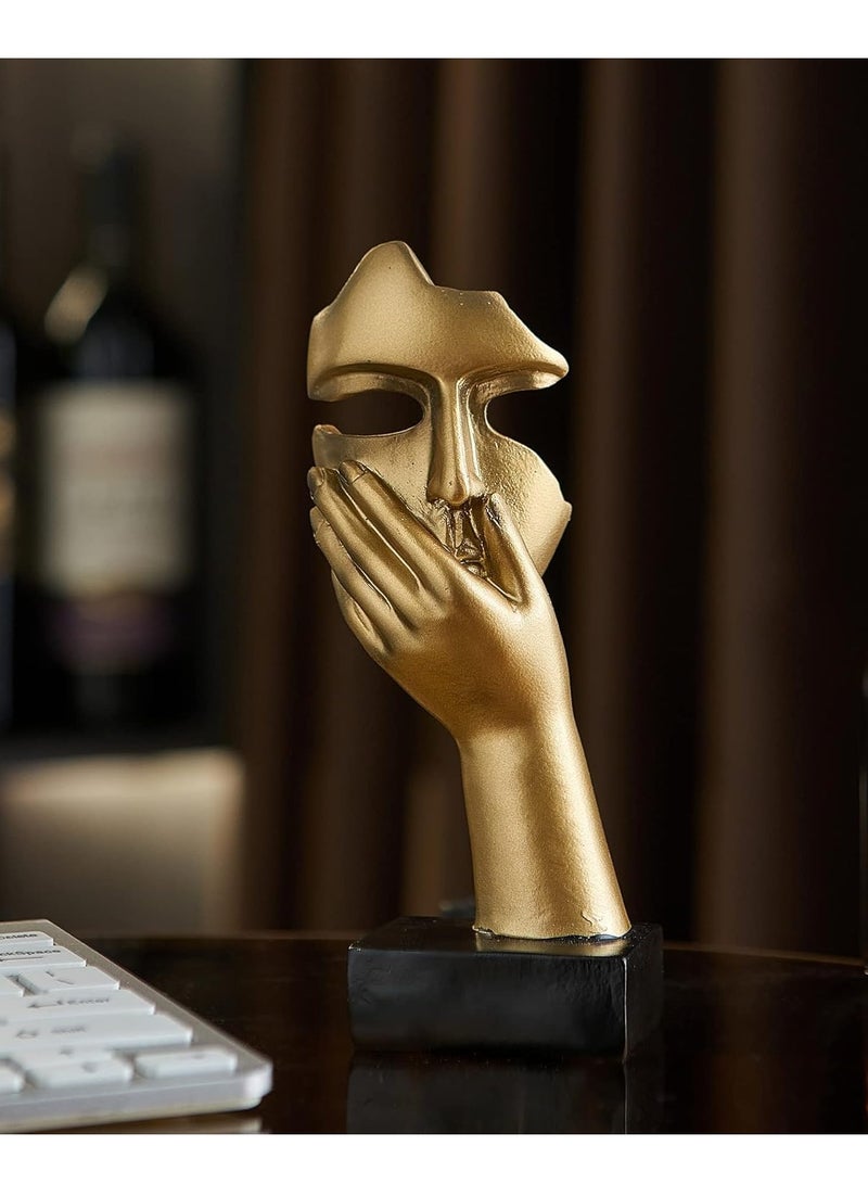 Raxoom Gold Thinker Statues Decor Art, , Women Face Sculpture, Modern Collectible Figurine Table Decorations for Living Room Bedroom Office Desktop, No Talk - Image 4