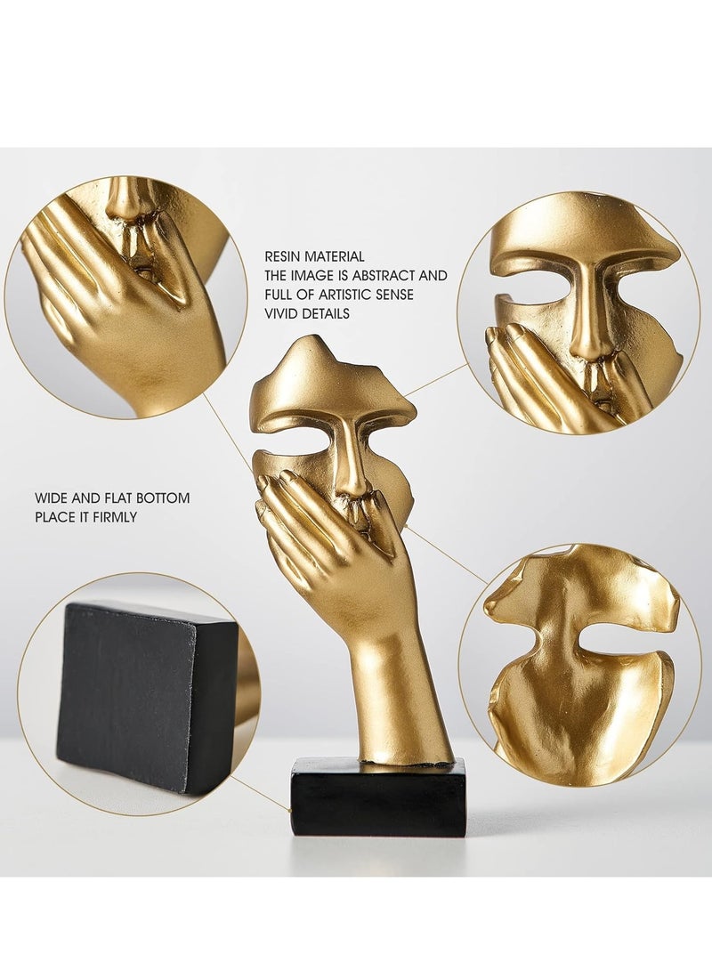 Raxoom Gold Thinker Statues Decor Art, , Women Face Sculpture, Modern Collectible Figurine Table Decorations for Living Room Bedroom Office Desktop, No Talk - Image 5