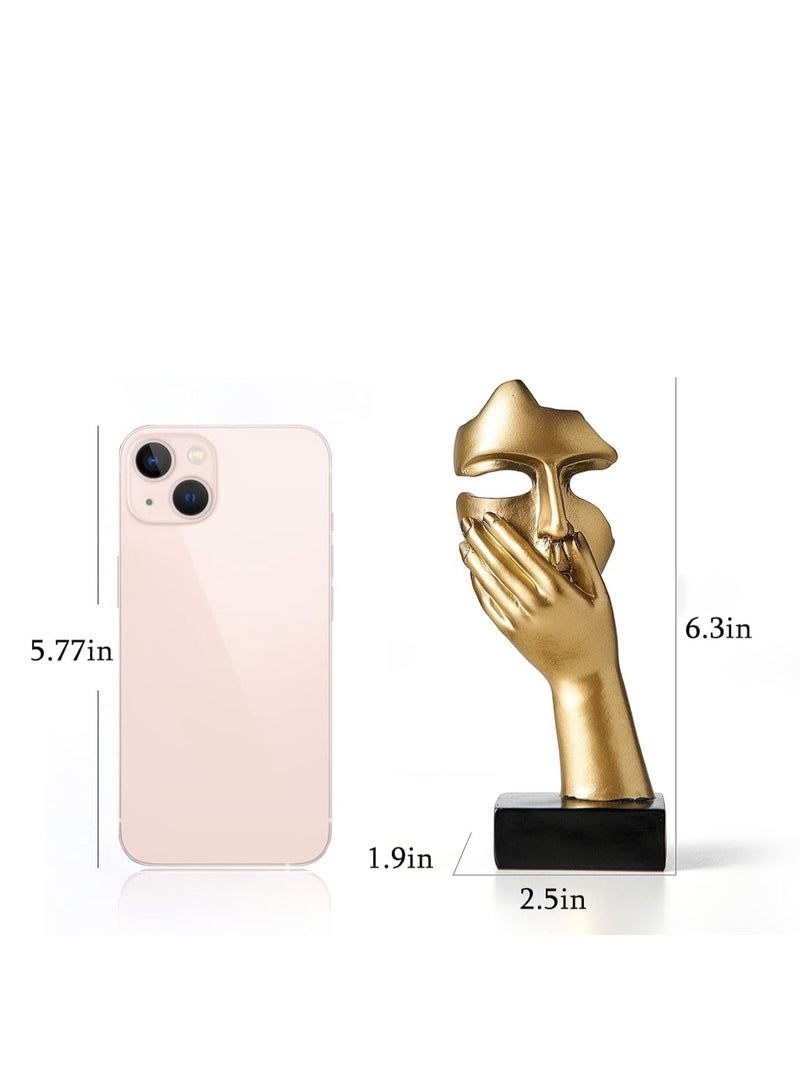 Raxoom Gold Thinker Statues Decor Art, , Women Face Sculpture, Modern Collectible Figurine Table Decorations for Living Room Bedroom Office Desktop, No Talk - Image 3