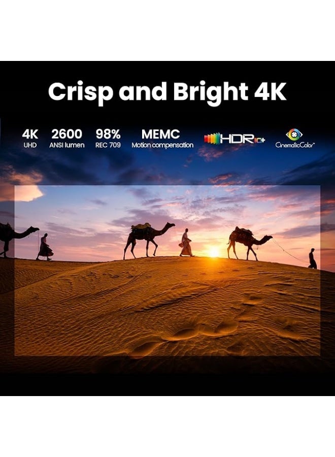 بين كيو جهاز عرض المسرح المنزلي الذكي GP520 بدقة 4K بحجم 180 بوصة، 2600 لومن LED، Google TV، Netflix، HDR10+، Dolby Audio، eARC، HDMI 2.1، USB-C، WiFi 6، Bluetooth 5.2، MEMC، التركيز التلقائي، Rec.709 - ضمان لمدة سنتين - Image 2