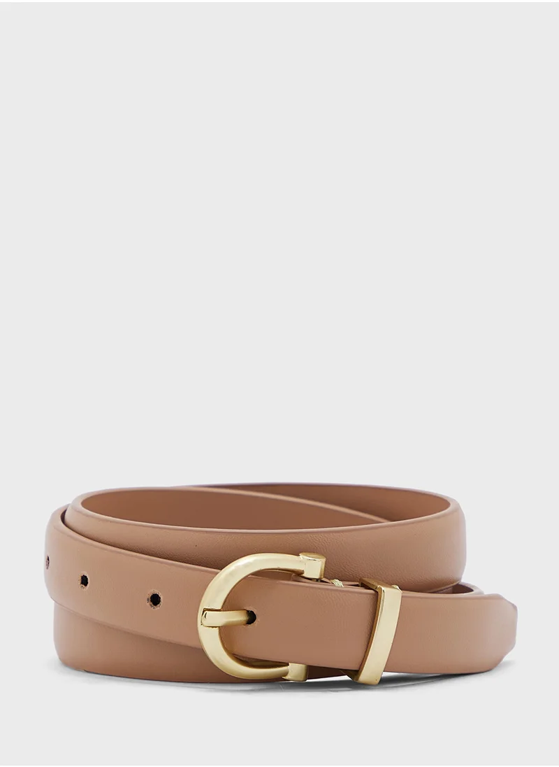 ايلا Genuine Leather D Shape Buckle Belt