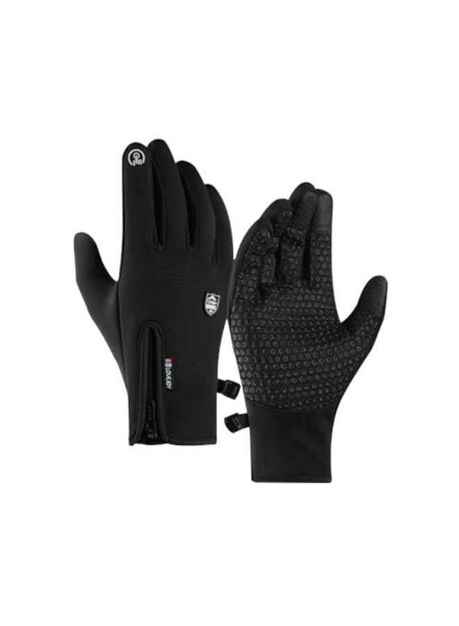 جيه زد اس قفازات ركوب الدراجات من JZS، قفازات شتوية، قفازات دافئة بأصابع تعمل باللمس، معزولة، مضادة للانزلاق، مقاومة للرياح والماء، مناسبة لركوب الدراجات والجري والعمل، للرجال والنساء - Image 1