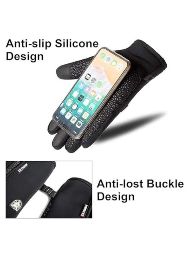 جيه زد اس قفازات ركوب الدراجات من JZS، قفازات شتوية، قفازات دافئة بأصابع تعمل باللمس، معزولة، مضادة للانزلاق، مقاومة للرياح والماء، مناسبة لركوب الدراجات والجري والعمل، للرجال والنساء - Image 3