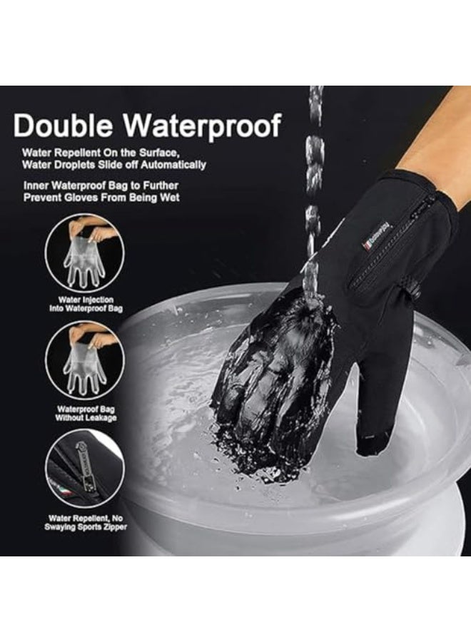 جيه زد اس قفازات ركوب الدراجات من JZS، قفازات شتوية، قفازات دافئة بأصابع تعمل باللمس، معزولة، مضادة للانزلاق، مقاومة للرياح والماء، مناسبة لركوب الدراجات والجري والعمل، للرجال والنساء - Image 5