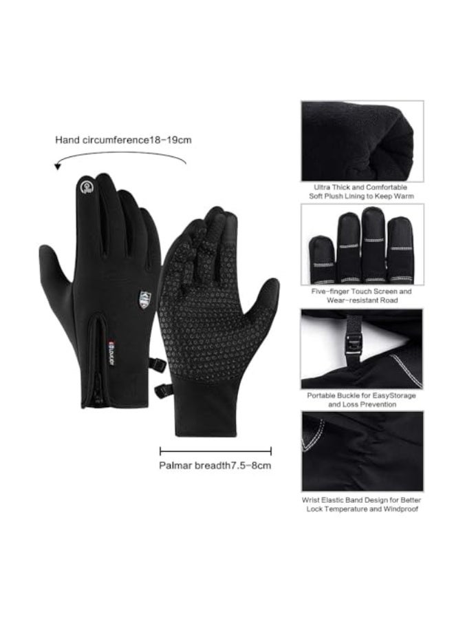 جيه زد اس قفازات ركوب الدراجات من JZS، قفازات شتوية، قفازات دافئة بأصابع تعمل باللمس، معزولة، مضادة للانزلاق، مقاومة للرياح والماء، مناسبة لركوب الدراجات والجري والعمل، للرجال والنساء - Image 2