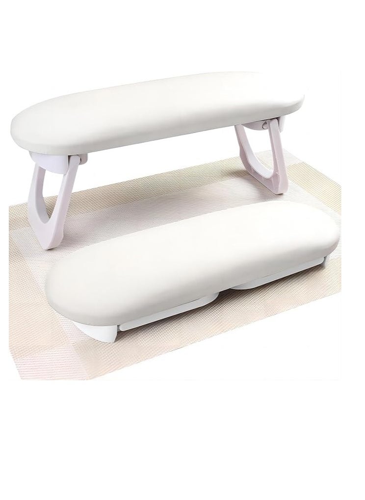 Cool Baby Nail Beauty Armrest Foldable Nail Hand Rest PU Leather Soft Sponge Hand Rest Nail Hand Pillow Stand with PVC Table Mat (White)  - Image 1