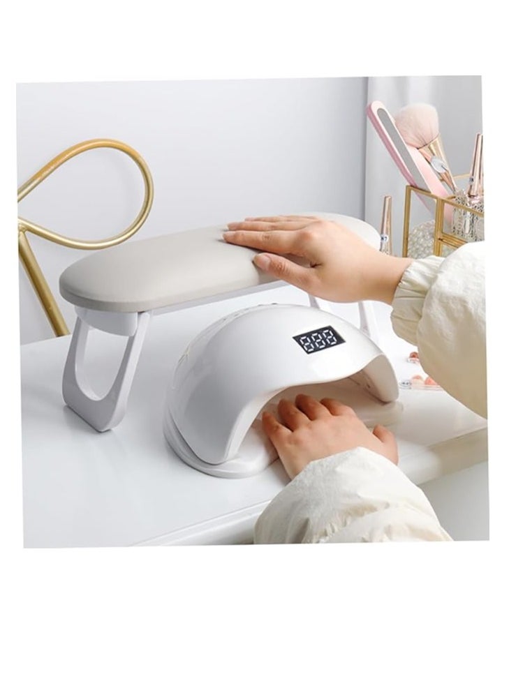 Cool Baby Nail Beauty Armrest Foldable Nail Hand Rest PU Leather Soft Sponge Hand Rest Nail Hand Pillow Stand with PVC Table Mat (White)  - Image 2