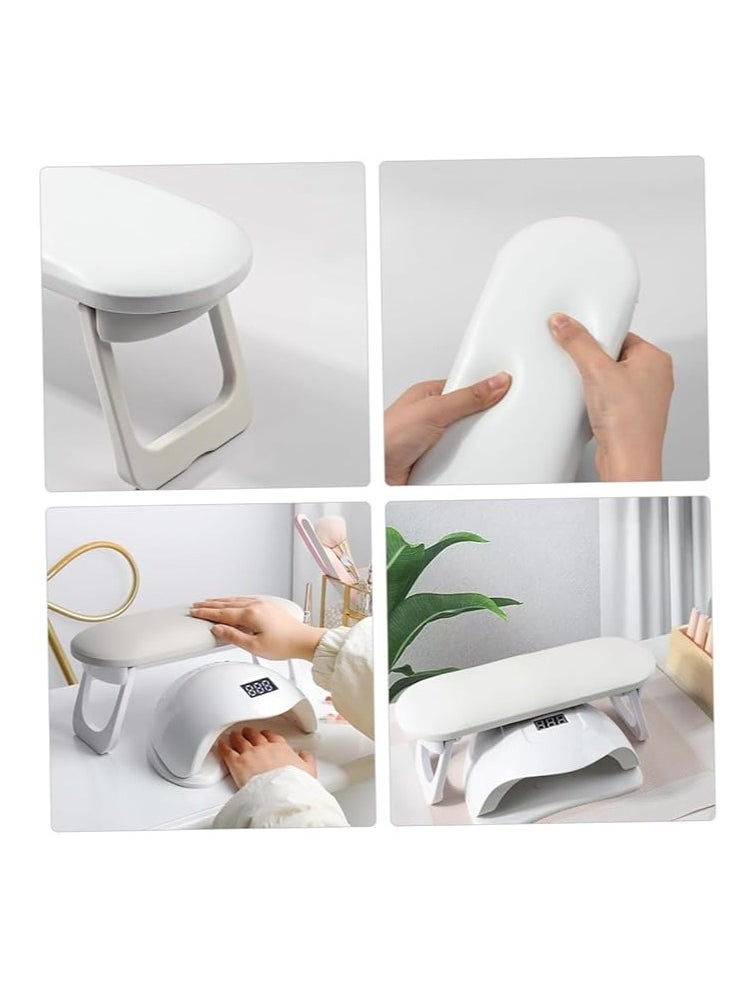 Cool Baby Nail Beauty Armrest Foldable Nail Hand Rest PU Leather Soft Sponge Hand Rest Nail Hand Pillow Stand with PVC Table Mat (White)  - Image 3