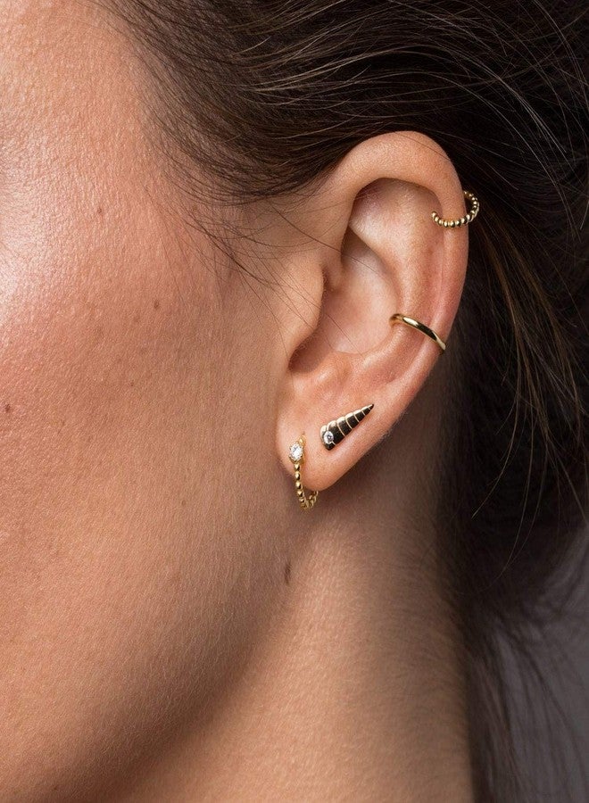 ميفيكو أقراط MEVECCO الذهبية الحلقية، مطلية بالذهب عيار 18 قيراط، مرصعة بخرز زركونيا مكعبة، أقراط حلقية بتصميم بسيط مصنوعة يدويًا للنساء - Image 4