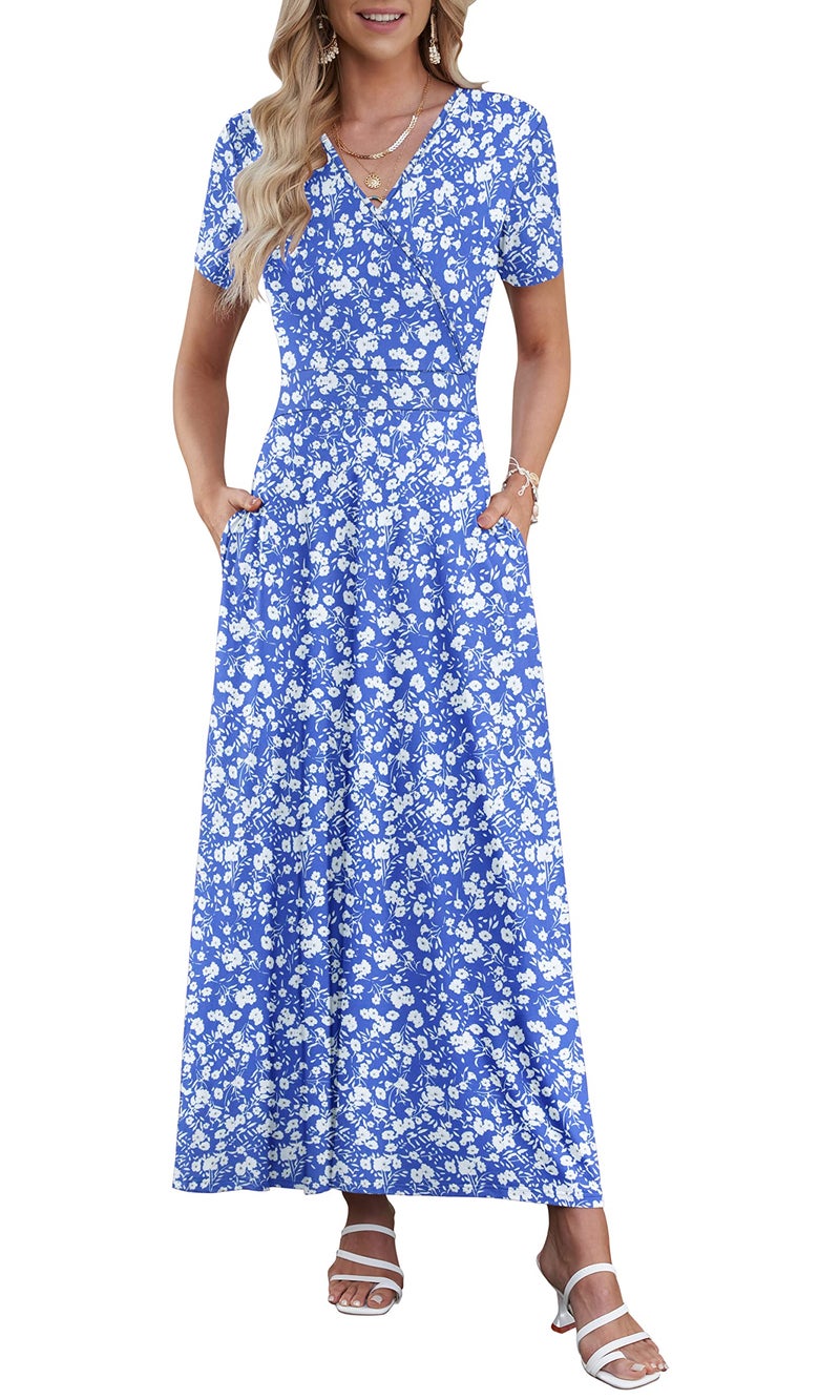 AUSELILY Long Summer Dresses for Women Casual Modest Empire Waist Flowy Dress with Pockets XL - Image 1