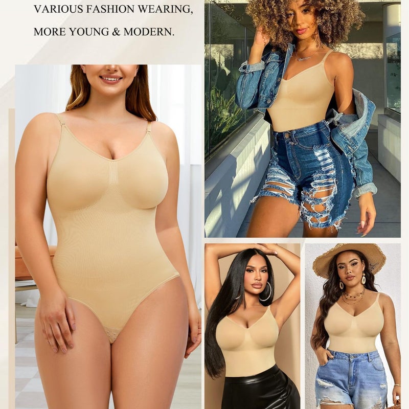 Women'S Shapewear Seamless One-Piece Underwear With Open Crotch Thong Camisole - Image 4