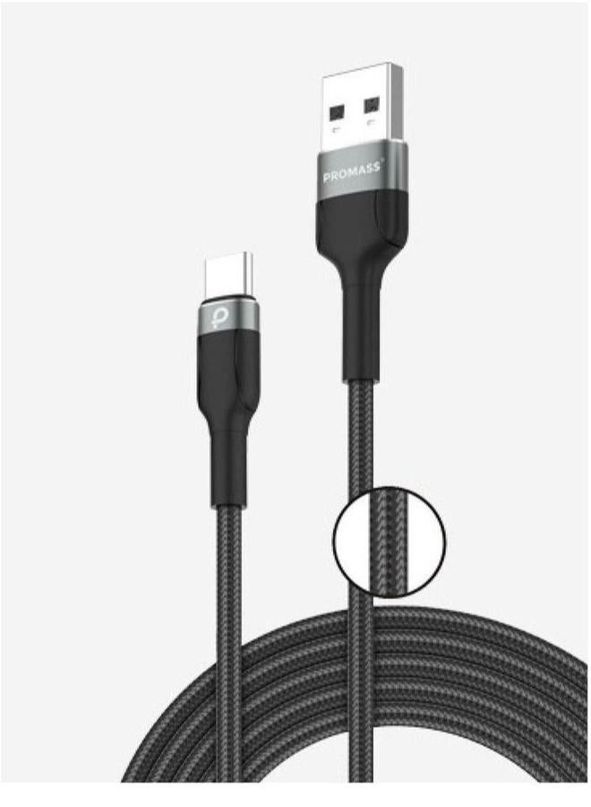 PROMASS Charging and data transfer cable original type C fabric supports fast charging 1 meter long - Image 1