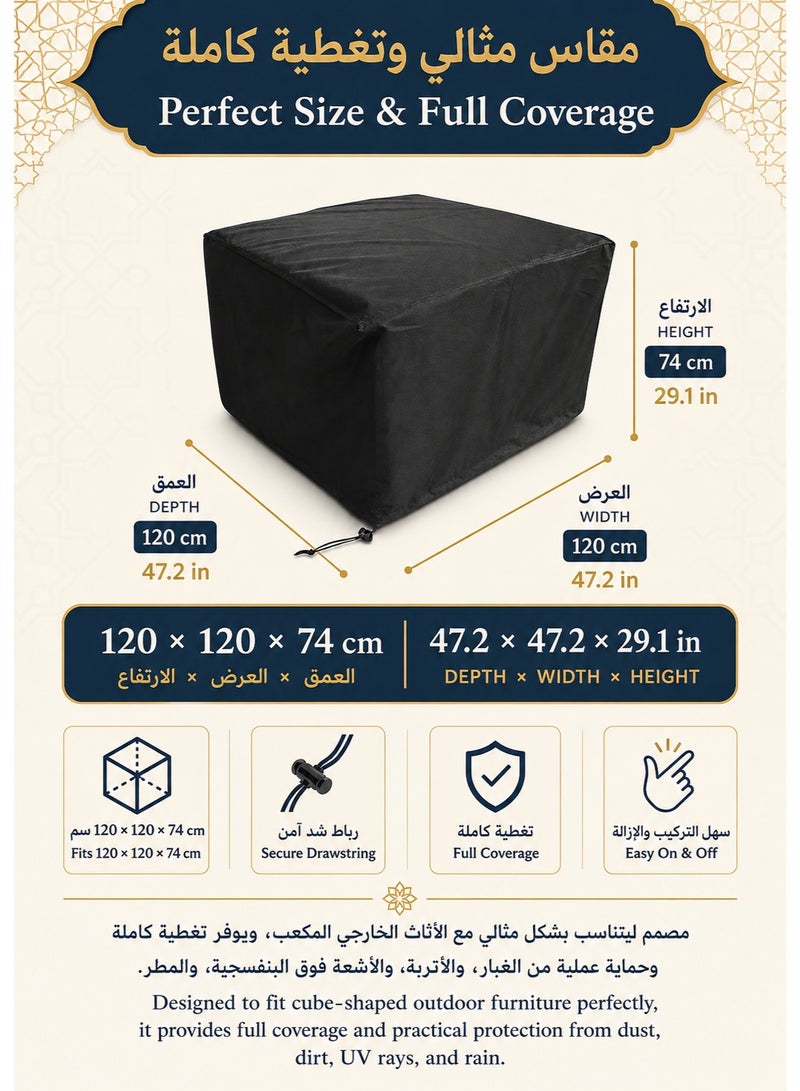 WAMIT Waterproof Patio Furniture Covers Anti-UV Outdoor Furniture Cover Heavy Duty Garden Furniture Cover Windproof Outdoor Covers for Garden Table, Chairs & Lounge Couch, 120*120*74cm - Image 3