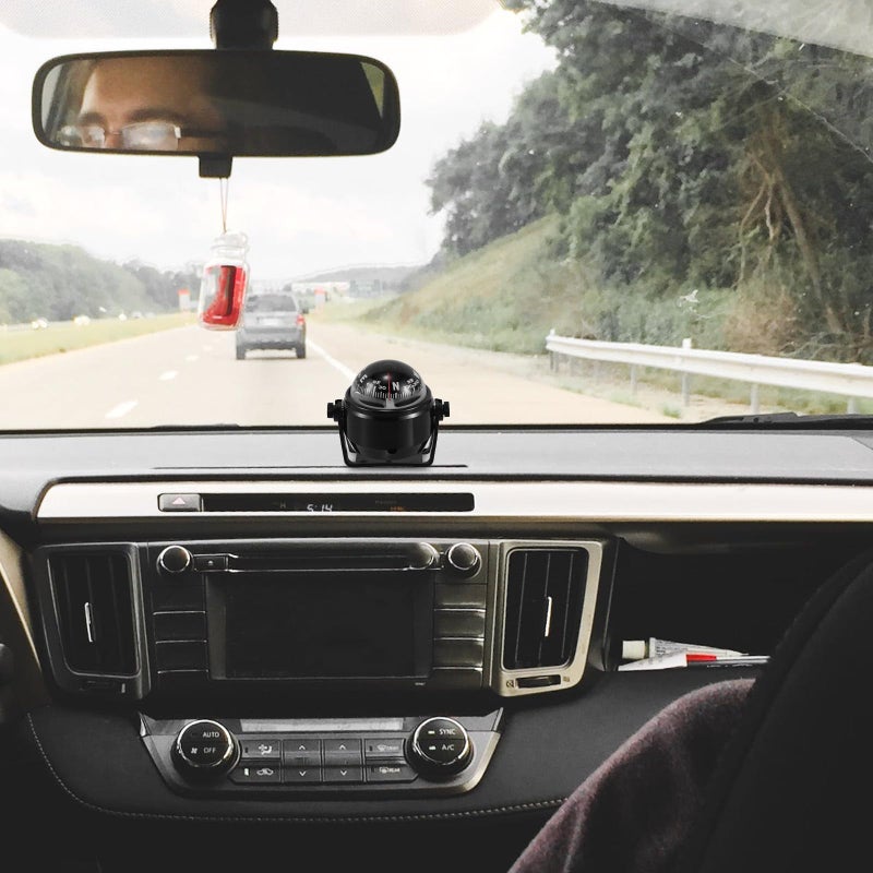 Black Magnetic Declination Correction Car Dashboard Compass for Outdoor Marine and Truck Use - Image 5