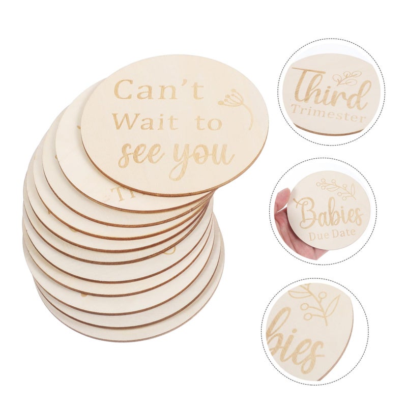 Double Sided Wooden Pregnancy Milestone Discs Set For Newborn Photography Memory Keeping - Image 3