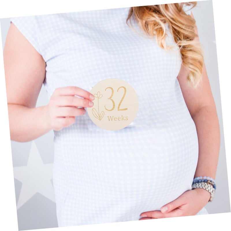 Double Sided Wooden Pregnancy Milestone Discs Set For Newborn Photography Memory Keeping - Image 4