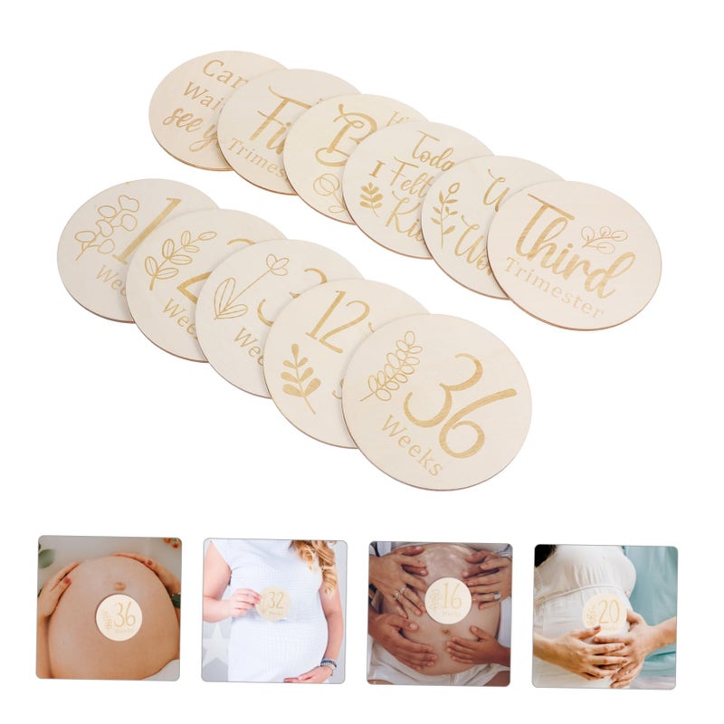 Double Sided Wooden Pregnancy Milestone Discs Set For Newborn Photography Memory Keeping - Image 5