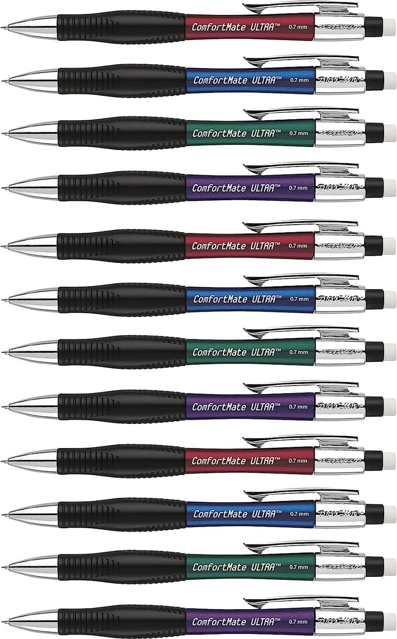 Paper Mate Comfort Mate Ultra Mechanical Pencils, 0.7mm, HB #2, Assorted Colors, 12 Count - Image 2