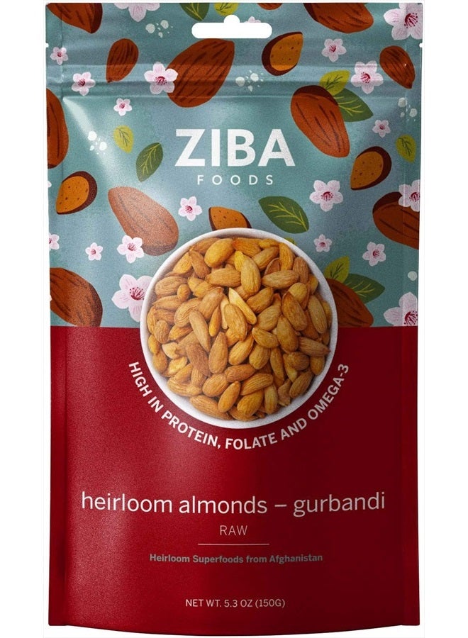 Ziba Foods Heirloom Gurbandi Raw Almonds | Non-GMO, Vegan, Whole 30 Friendly, Keto & Paleo | Heirloom Superfood Naturally High In Vegan Protein & Omega 3s, 5.3 lbs - Image 1