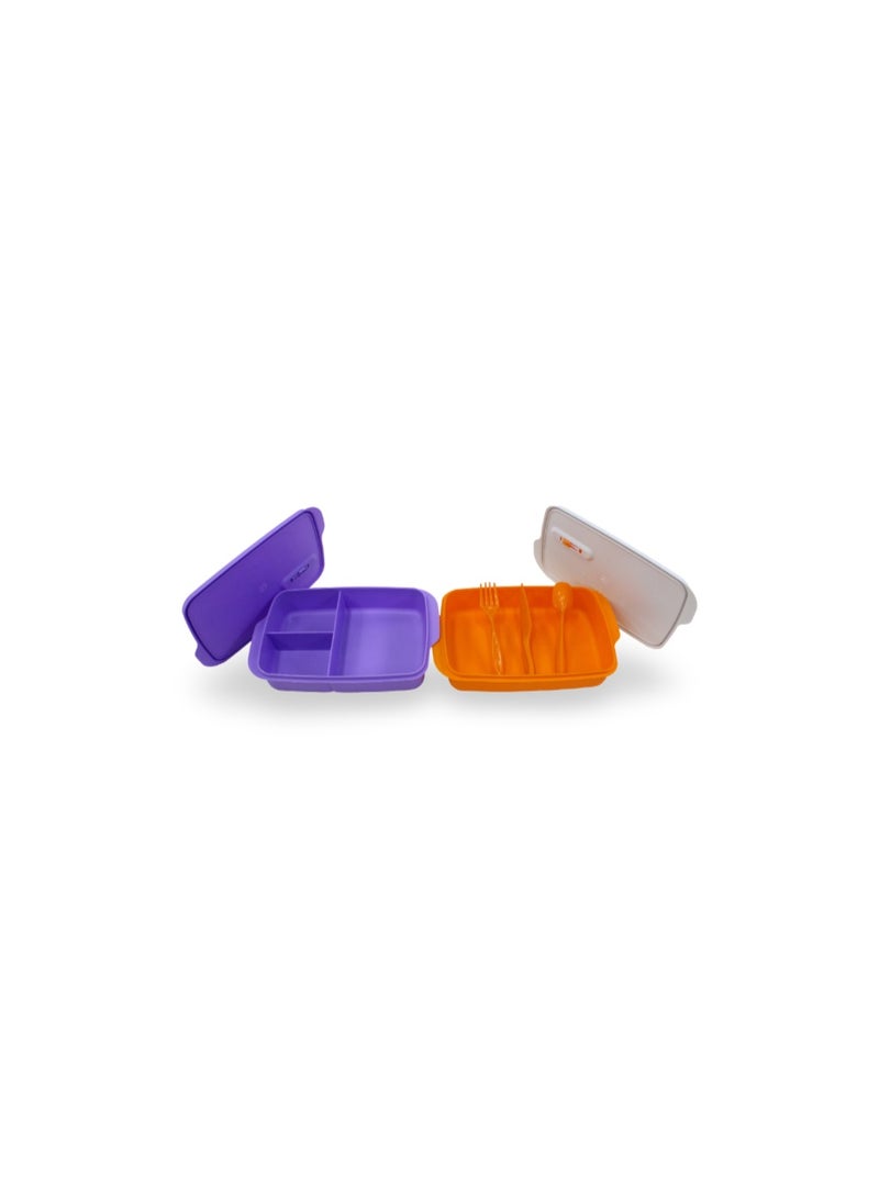 Banana Lunch Box Set 2-Piece 1L – Purple & Orange - Image 2
