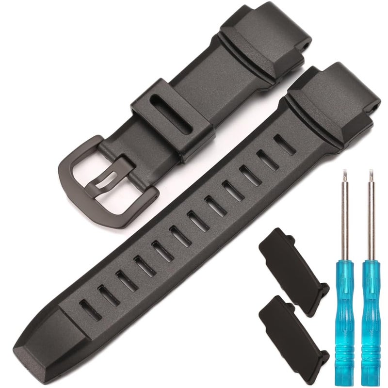 MCXGL Silicone Watchband Compatible with Casio PRW-3510Y PRW-3500 PRG 250 260 500 550 Men's Watch Strap 18mm Waterproof Replacement Rubber Bracelet (Black black buckle) - Image 5