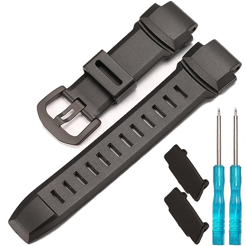 MCXGL Silicone Watchband Compatible with Casio PRW-3510Y PRW-3500 PRG 250 260 500 550 Men's Watch Strap 18mm Waterproof Replacement Rubber Bracelet (Black black buckle) - Image 1