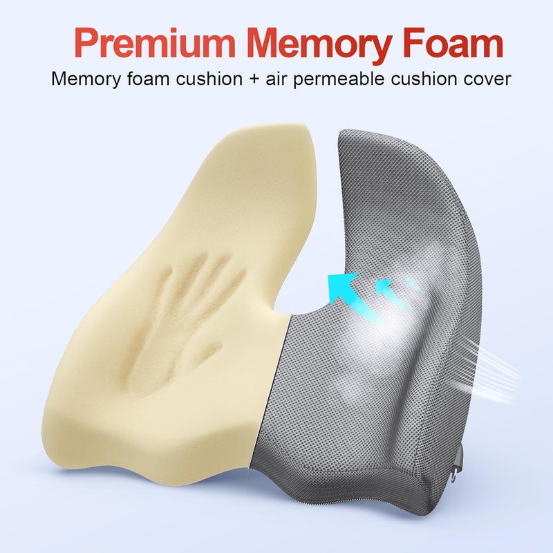 Benazcap X Large Memory Seat Cushion for Office Chair,Chair Cushion, Ergonomic Cushions Memory Foam for Long Sitting for Gaming Chair and Car Seat - Grey - Image 4