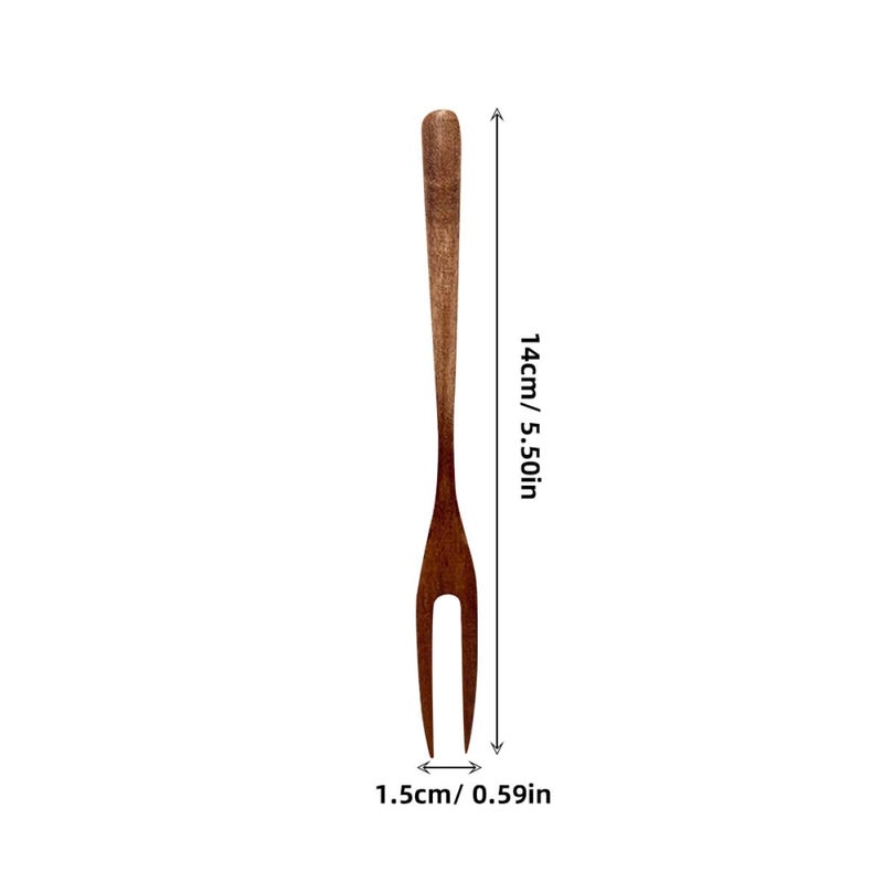 2 Pcs Natural Wooden Fruit Forks For Dessert Pastry Olive Cocktail Buffet Catering - Image 3