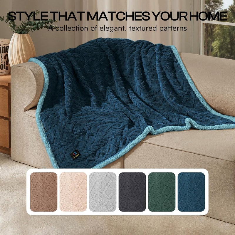 Waterproof Dog Blanket, Reversible Sherpa Fleece for Couch Cover | Reversible waterproof pet blanket with soft Sherpa fleece; machine washable, protect couch bed car, Navy-thicken 40" x 28" - Image 5