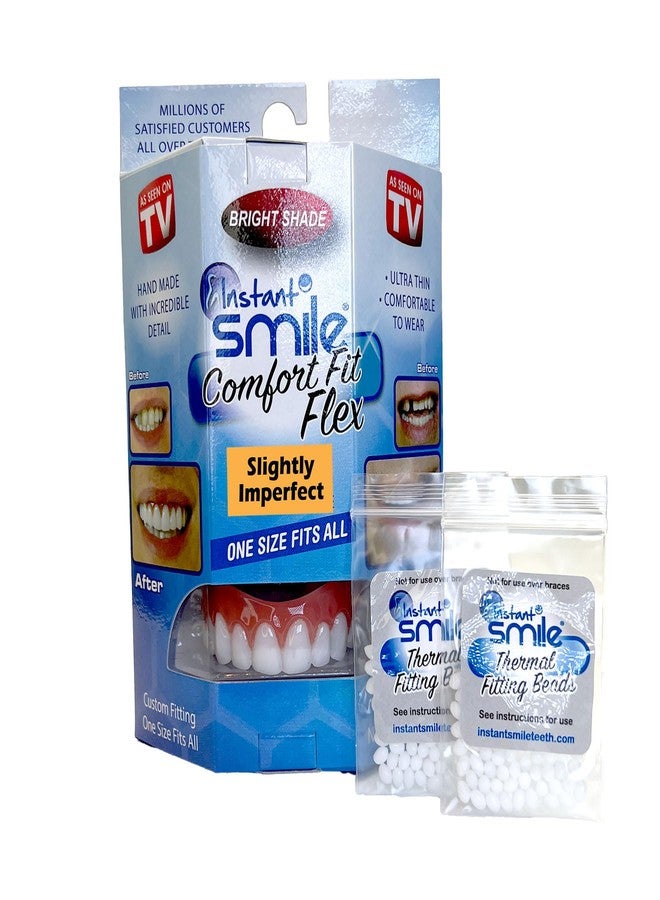 إنستانت سمايل عدسات لاصقة Instant Smile Comfort Fit Flex ذات اللون الأبيض الناصع - بها بعض العيوب الطفيفة - مع كيسين إضافيين لتثبيت العدسات. مقاس واحد يناسب معظم الأشخاص. - Image 1