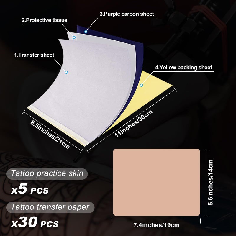 Autdor Tattoo Practice Skins 3MM with Transfer Paper - Autdor 35Pcs Thick Fake Skin and Stencil Paper Kit Includes 30Pcs Tattoo Papers and 5Pcs Double Sided Blank Tattoos Skin Practice 3mm - Image 2