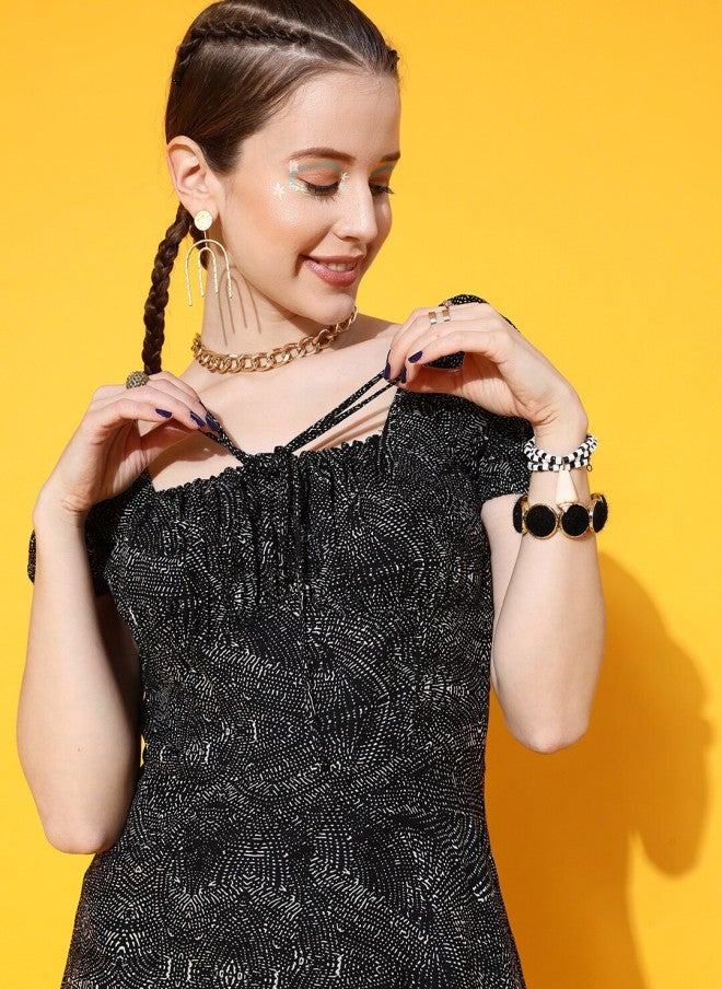 STREET 9 Stunning Black Abstract Dress for Women - Image 2
