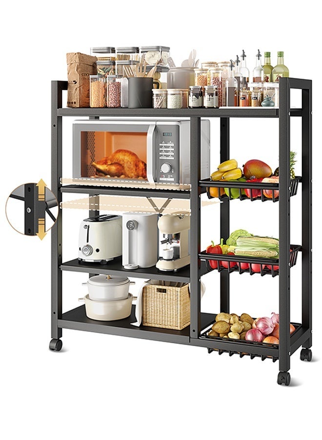 BLOOMING TIME 4-Layer Metal Kitchen Storage Rack with Wheels, Kitchen Fruit Basket, Kitchen Trolley, Kitchen Storage Organizer, Detachable Basket with Wheels, Kitchen Fruit and Vegetable Organizer Rack Storage Cart - Image 2