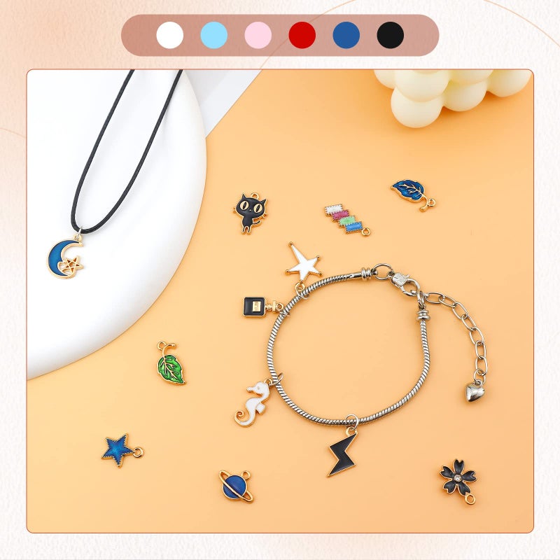 JIALEEY 100PCS Gold Plated Enamel Charms Mixed Moon Star Fruit Animal Charm Colorful Pendant DIY for Necklace Bracelet Jewelry Making and Crafting - Image 5