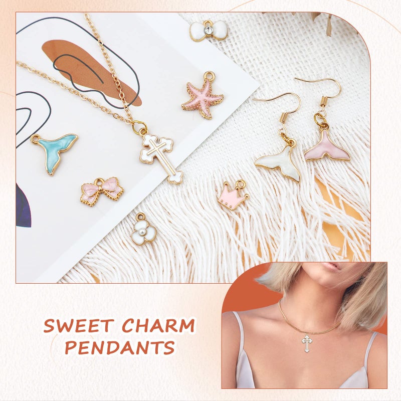 JIALEEY 100PCS Gold Plated Enamel Charms Mixed Moon Star Fruit Animal Charm Colorful Pendant DIY for Necklace Bracelet Jewelry Making and Crafting - Image 4