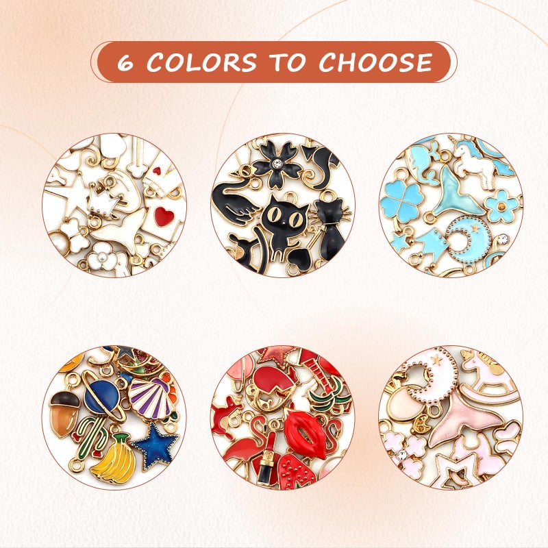 JIALEEY 100PCS Gold Plated Enamel Charms Mixed Moon Star Fruit Animal Charm Colorful Pendant DIY for Necklace Bracelet Jewelry Making and Crafting - Image 2