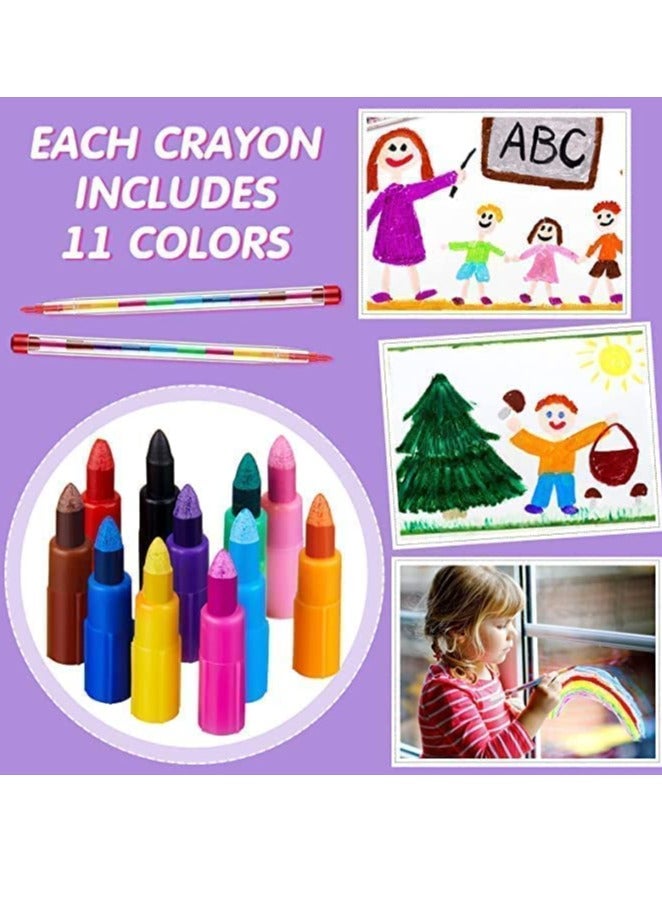 DURKU 24 PCS Rainbow Stacking Crayons, 11 Interchangeable Colors Stacking Buildable Crayons Rainbow Stackable Pencils, DIY Buildable Party Favors for Office School Supplies - Image 4