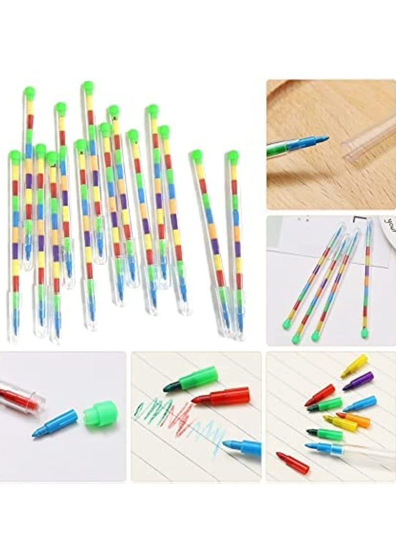 DURKU 24 PCS Rainbow Stacking Crayons, 11 Interchangeable Colors Stacking Buildable Crayons Rainbow Stackable Pencils, DIY Buildable Party Favors for Office School Supplies - Image 5