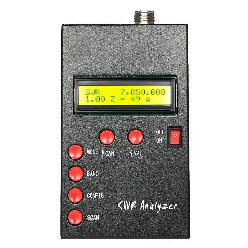 Antenna Analyzer: 1-60MHz Frequency Range, User Configurable Step Sizes, Easy 5-Button Operation - External 2.1mm Power Jack, Black Metal Case, SWR Tester for Ham Radio Enthusiasts & Antenna Technicia - Image 1