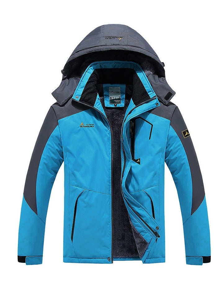 Loquat Men's Thicken Ski Jacket Warm Winter Waterproof Windbreaker Hooded Snowboarding Coat Sky Blue/Grey 