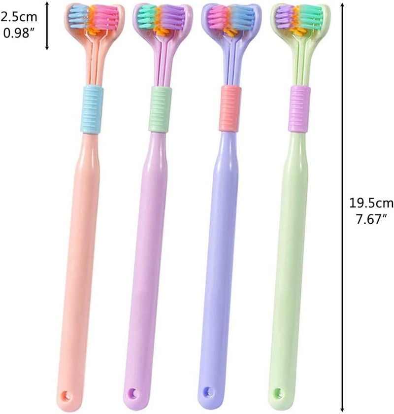 PUTHAK 3-Sided Triple Angle Toothhugger Training Manual Toothbrush, Ultra Soft Bristles, Toddler and Autistic Oral Care Gentle Clean Each Tooth to Completely Cover The Toothbrush (Pack Of 3)Multicolor - Image 2