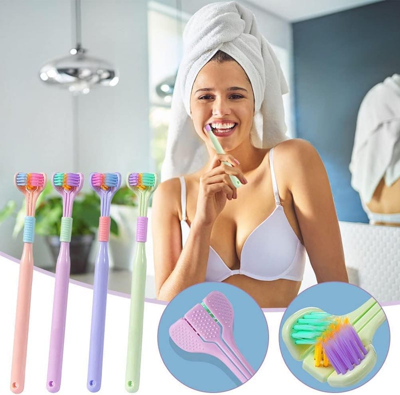 PUTHAK 3-Sided Triple Angle Toothhugger Training Manual Toothbrush, Ultra Soft Bristles, Toddler and Autistic Oral Care Gentle Clean Each Tooth to Completely Cover The Toothbrush (Pack Of 3)Multicolor - Image 4