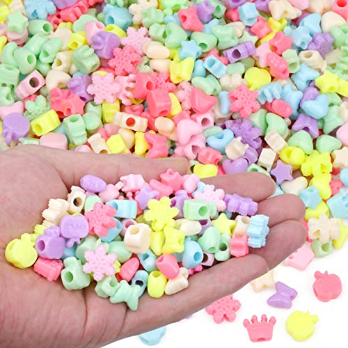 GMMA Star Heart Butterfly Candy Pony Beads Shapes for Jewelry Making Valentines Day Plastic Beads for Friendship Bracelets DIY Necklace Party Decoration Supplies - Image 1