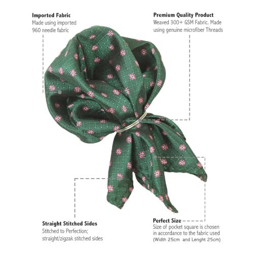 Kavove The Elegant Floral Green Cravat & Pocket Square set - Image 5