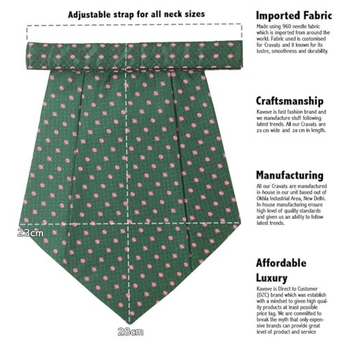 Kavove The Elegant Floral Green Cravat & Pocket Square set - Image 3
